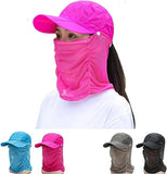 JoyFishing Fishing Hat for Women& Men, Sun Protection Baseball Cap Foldable Sun Hat with Face Cover & Neck Flap for Outdoor