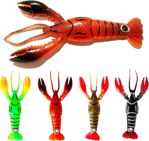 Soft Fishing Lure Crawfish Bait,Soft Bionic Fishing Lure Freshwater Craw Baits,Mock Lure Can Bounce,JoyFishing Realistic Shrimp Finshing Lure Fishing Accessory 3.7’’/0.2 oz (Pack of 4/8)