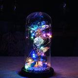 24K Gold Foil Flower With Fairy String Lights In Dome LED Enchanted Galaxy Rose Eternal For Valentine's Day Christmas Gift