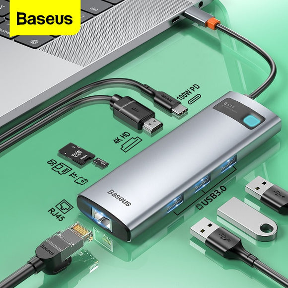 Baseus USB Type C HUB USB C HUB to HDMI RJ45 SD Reader PD