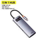 Baseus USB Type C HUB USB C HUB to HDMI RJ45 SD Reader PD